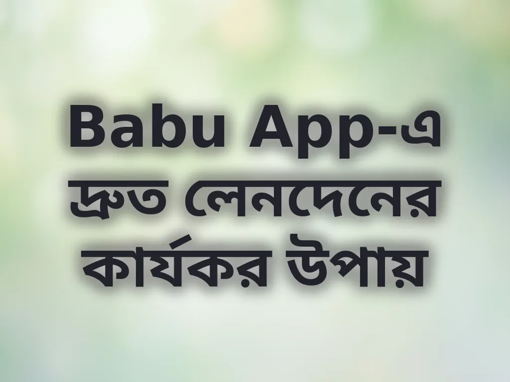 Babu App-এ দ্রুত লেনদেনের কার্যকর উপায়